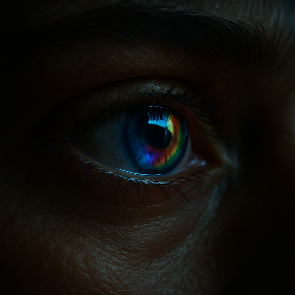 Eye with screen reflection