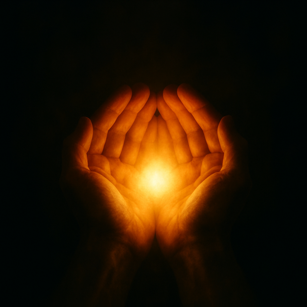 Hands holding light