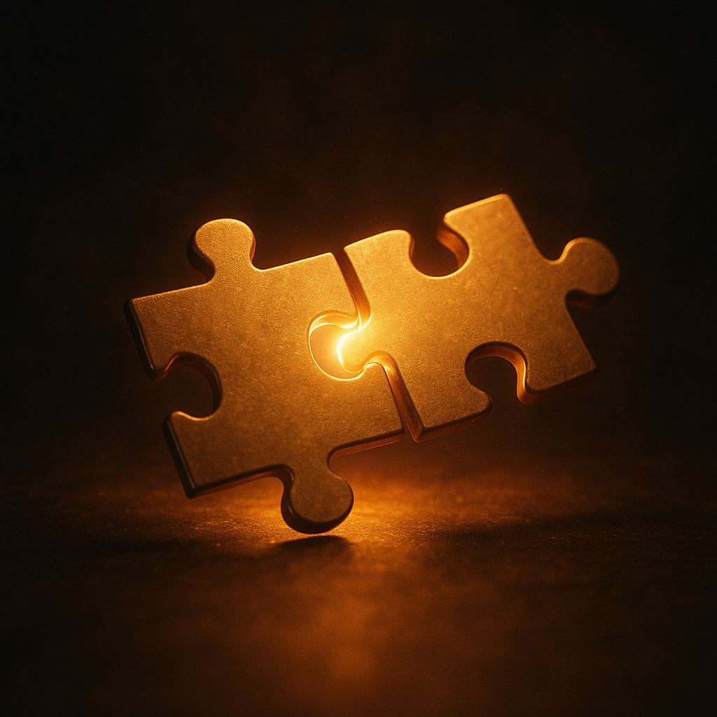 Puzzle pieces connecting