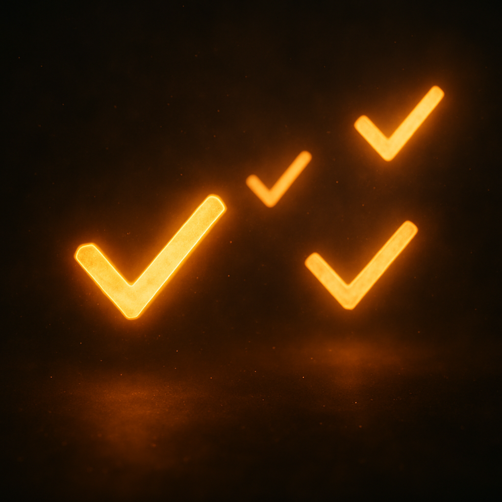 Glowing checkmarks